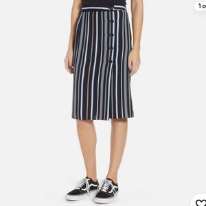 BP Black and Blue Striped Pencil Skirt